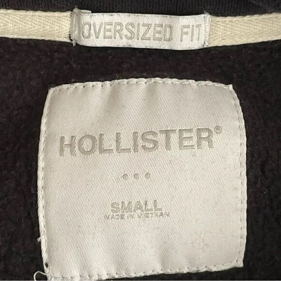 Holister Black oversized zip up pullover unisex sweatshirt SZ M - Picture 8 of 12